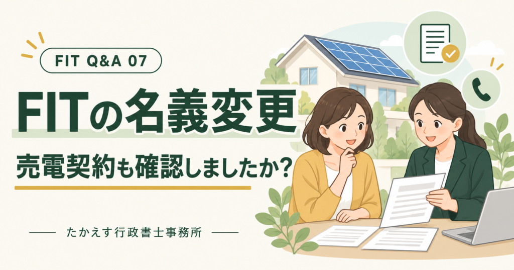 FIT Q&A 07｜FITの名義変更、売電契約も確認しましたか？