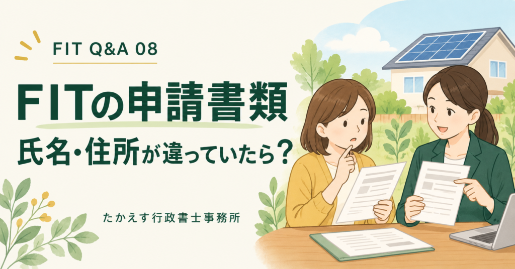 FIT Q&A 08|FITの申請書類、氏名・住所が違っていたら?