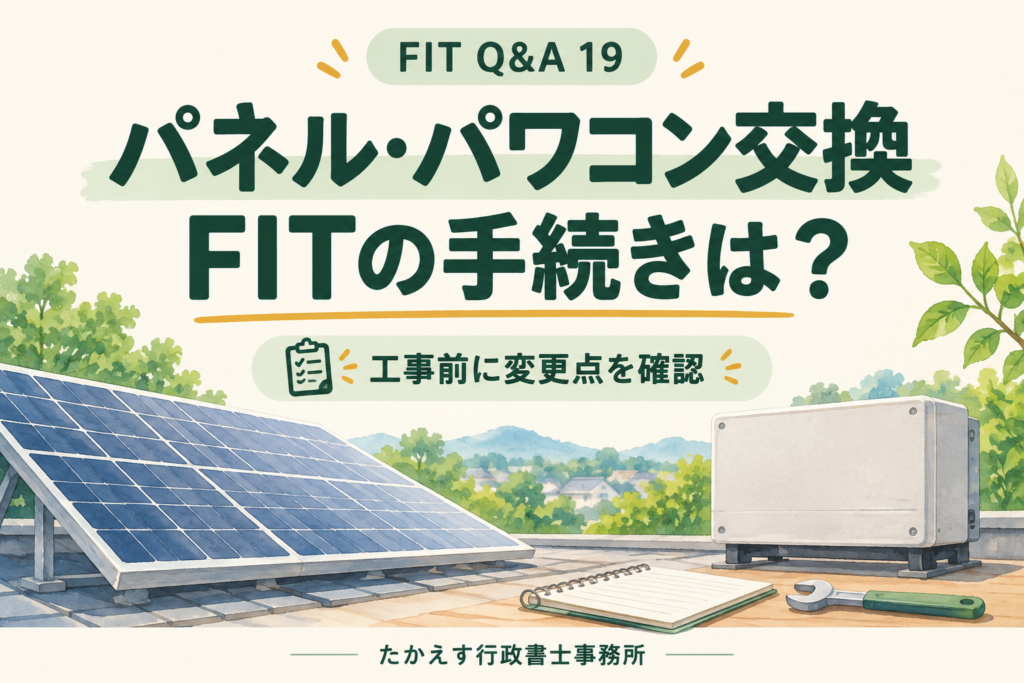 太陽光パネルとパワコンの交換に向けて、仕様書と変更点を確認するイメージ