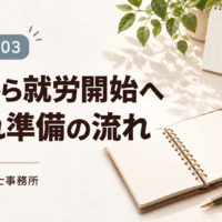 育成就労03 申請から就労開始へ 受入れ準備の流れ。カレンダーと申請用ファイル。